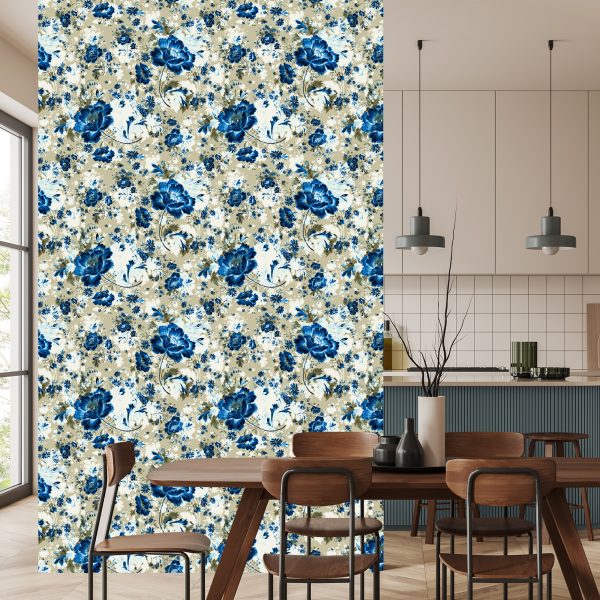 Behang Mooie Blauwe Bloemen - Afbeelding 4