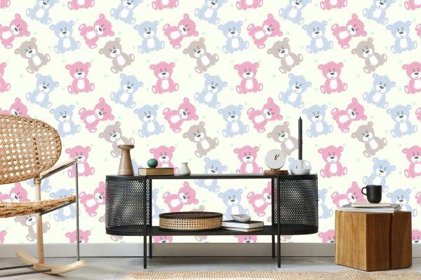 Behang Voor Kinderen - Vrolijke Teddyberen In Pastelkleuren - Afbeelding 5