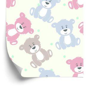 Behang Voor Kinderen - Vrolijke Teddyberen In Pastelkleuren