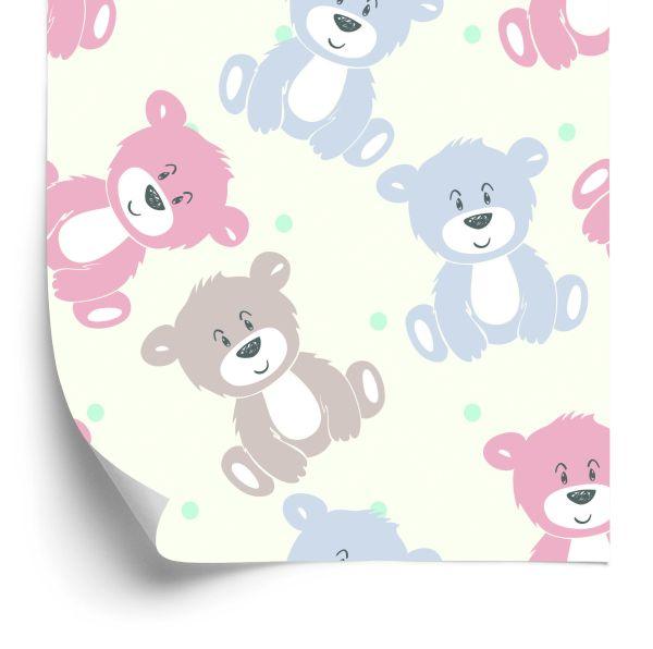 Behang Voor Kinderen - Vrolijke Teddyberen In Pastelkleuren