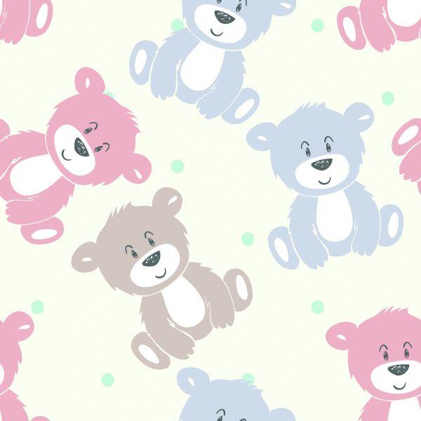 Behang Voor Kinderen - Vrolijke Teddyberen In Pastelkleuren - Afbeelding 2