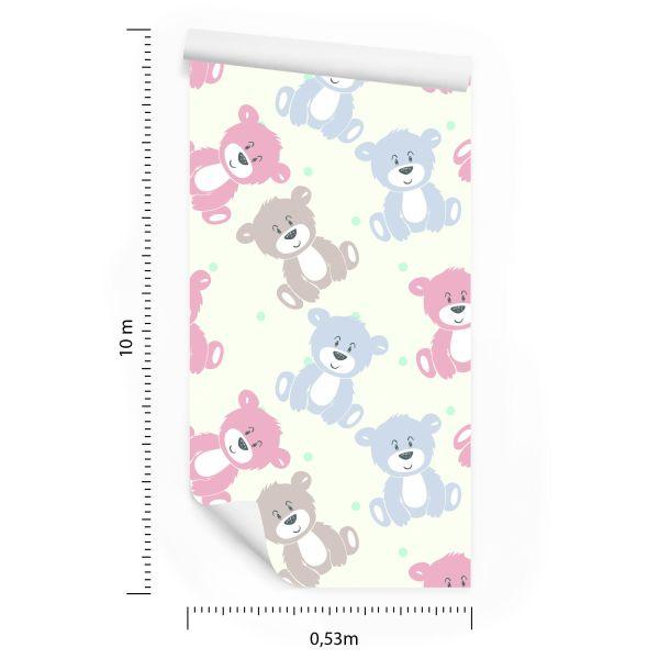 Behang Voor Kinderen - Vrolijke Teddyberen In Pastelkleuren - Afbeelding 8