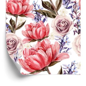 Behang Rozen Pioenen En Lavendel