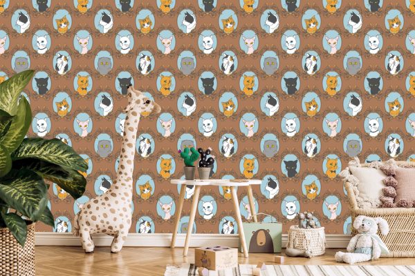 Behang Voor Kinderen - Grappige Katten - Retrostijl - Afbeelding 5