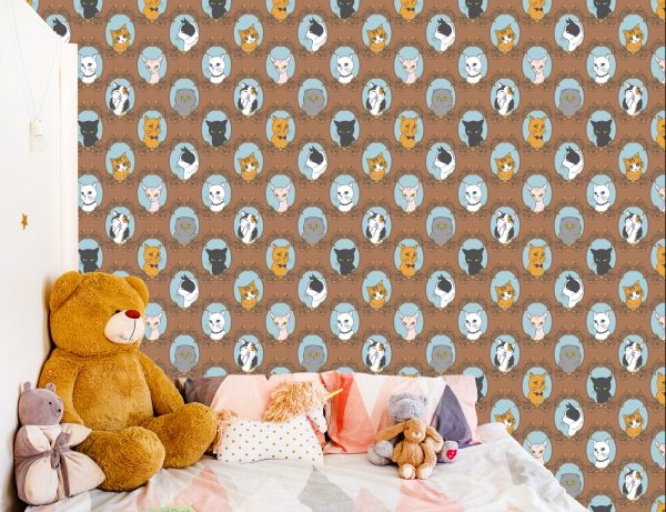 Behang Voor Kinderen - Grappige Katten - Retrostijl - Afbeelding 6