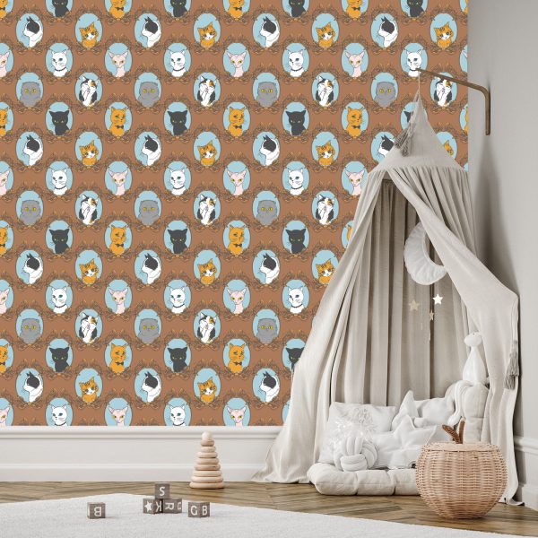 Behang Voor Kinderen - Grappige Katten - Retrostijl - Afbeelding 3