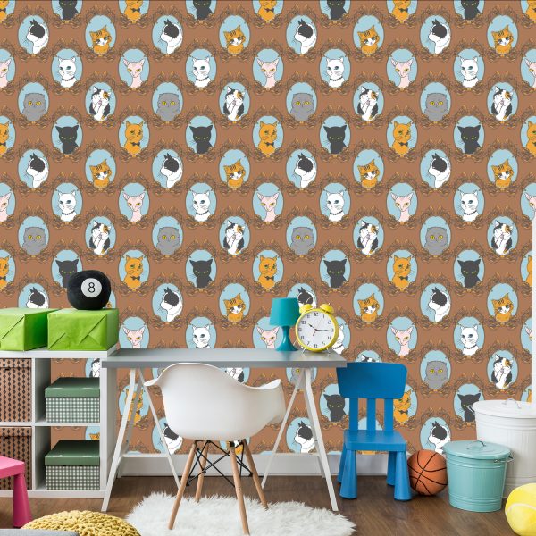 Behang Voor Kinderen - Grappige Katten - Retrostijl - Afbeelding 4