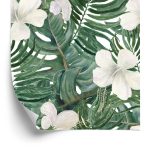 Behang Palmbladeren Met Hibiscus
