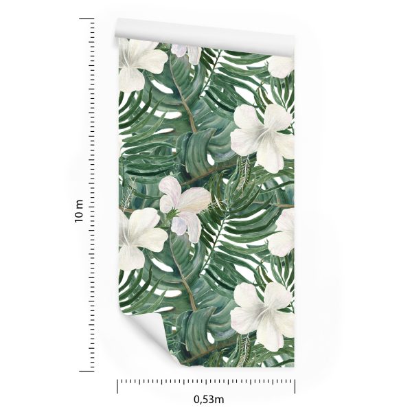 Behang Palmbladeren Met Hibiscus - Afbeelding 8