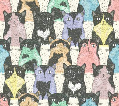 Behang Voor Kinderen - Grappige Katten - Scandinavische Stijl - Afbeelding 2