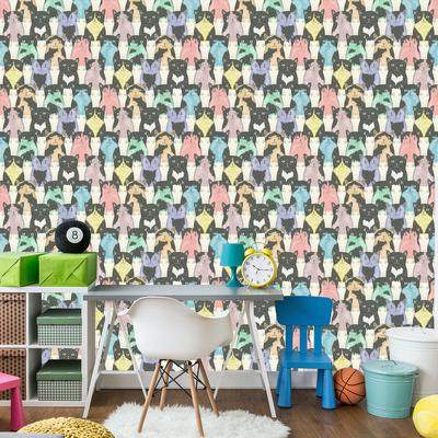 Behang Voor Kinderen - Grappige Katten - Scandinavische Stijl - Afbeelding 4