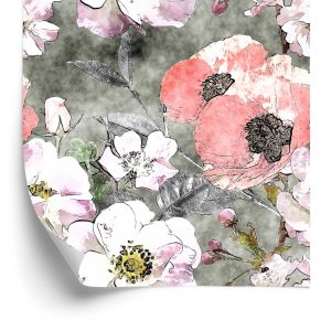Behang Rozen Met Vintage Papaver