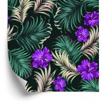 Behang Hibiscus Met Tropische Bladeren