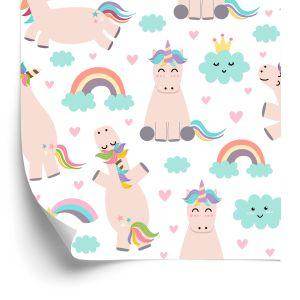 Behang Voor Kinderen - Eenhoorns En Regenboog