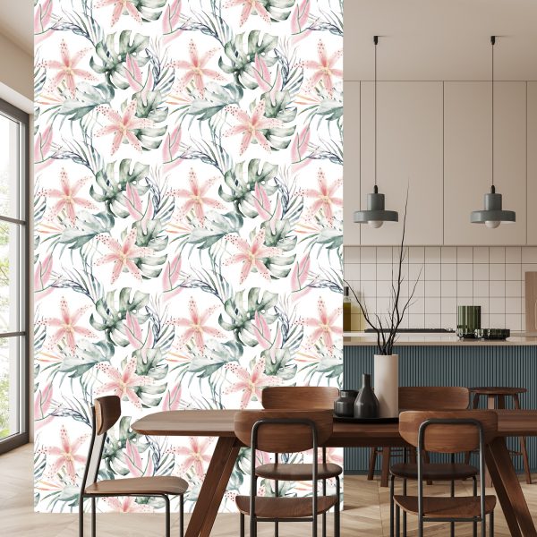 Behang Tropische Orchideeën Met Bladeren - Afbeelding 4