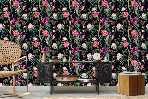 Behang Tropische Planten Met Vogels - Afbeelding 5