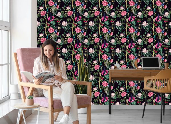 Behang Tropische Planten Met Vogels - Afbeelding 7
