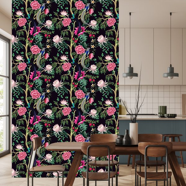 Behang Tropische Planten Met Vogels - Afbeelding 4