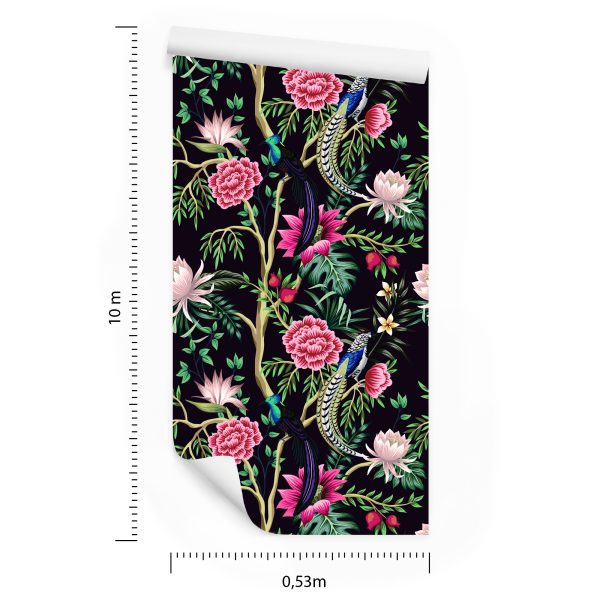 Behang Tropische Planten Met Vogels - Afbeelding 8