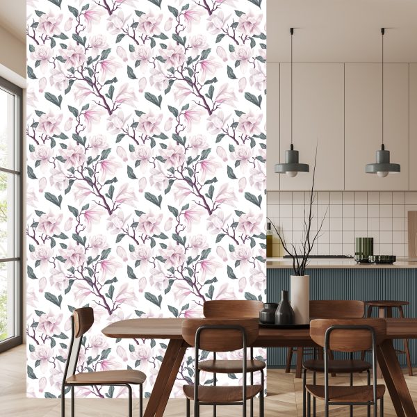 Behang Geschilderde Bloeiende Magnoliabloemen - Afbeelding 4
