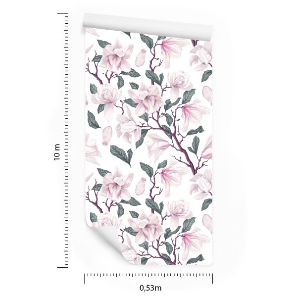 Behang Geschilderde Bloeiende Magnoliabloemen - Afbeelding 8