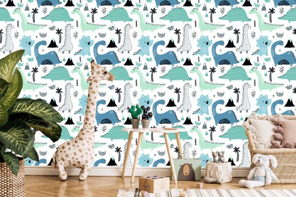 Behang Blauwe Dinosaurussen - Afbeelding 5
