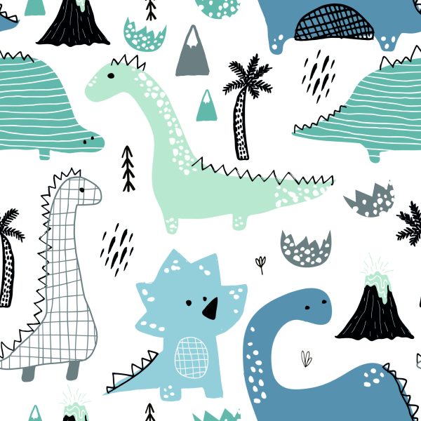 Behang Blauwe Dinosaurussen - Afbeelding 2