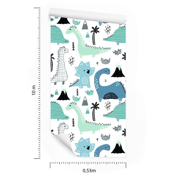 Behang Blauwe Dinosaurussen - Afbeelding 8