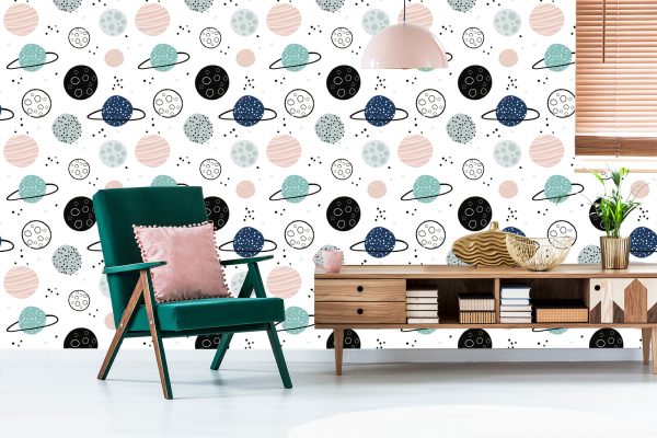 Behang Pastelkleurige Planeten - Afbeelding 6