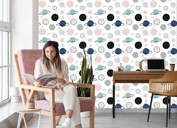 Behang Pastelkleurige Planeten - Afbeelding 7