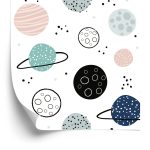Behang Pastelkleurige Planeten