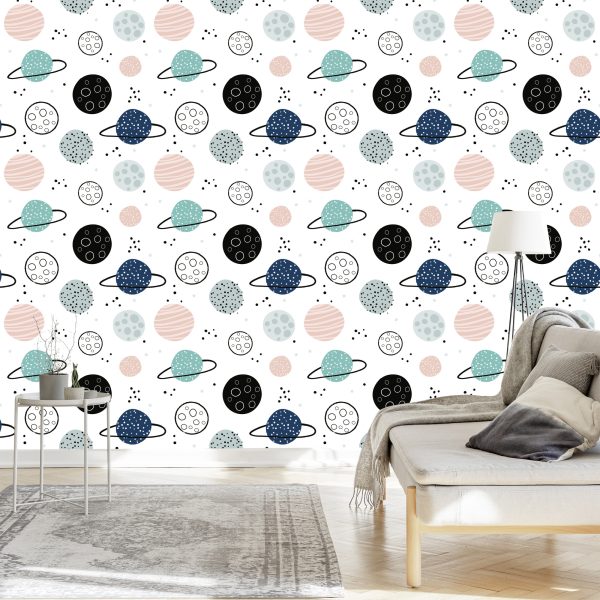 Behang Pastelkleurige Planeten - Afbeelding 3