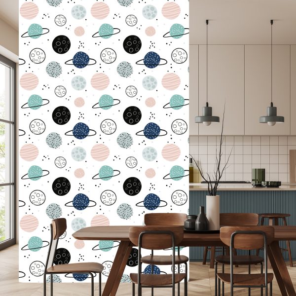 Behang Pastelkleurige Planeten - Afbeelding 4