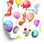 Behang Voor Kinderen - Bosdieren En Ballonnen
