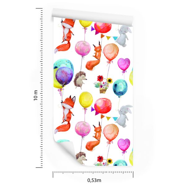 Behang Voor Kinderen - Bosdieren En Ballonnen - Afbeelding 8