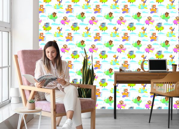 Behang Voor Kinderen - Dieren, Vliegtuigen - Afbeelding 7