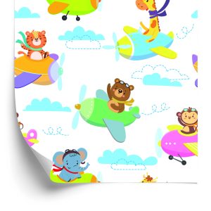Behang Voor Kinderen - Dieren, Vliegtuigen