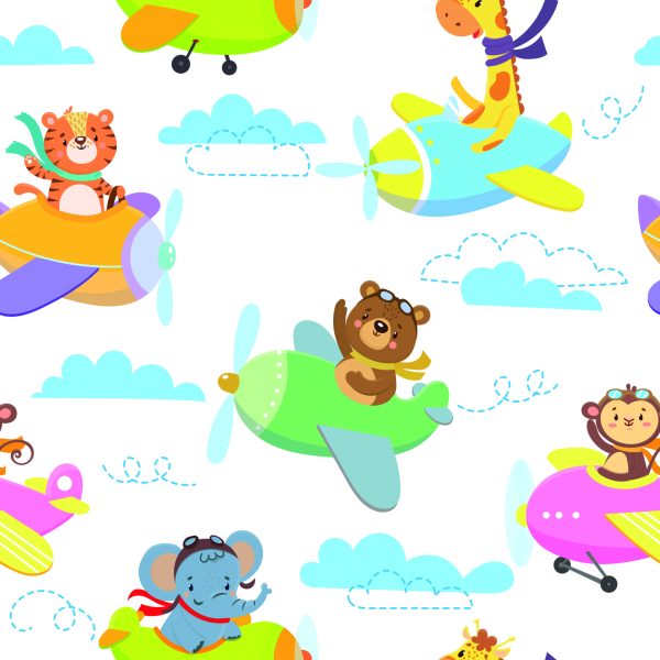 Behang Voor Kinderen - Dieren, Vliegtuigen - Afbeelding 2