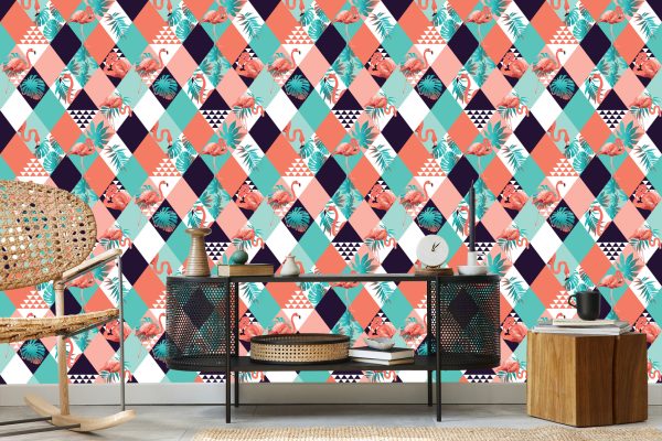 Behang Flamingo's En Tropische Bladeren - Afbeelding 5