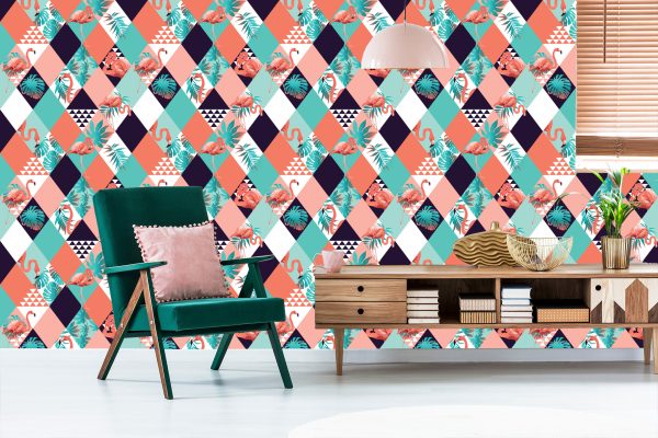 Behang Flamingo's En Tropische Bladeren - Afbeelding 6