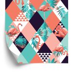 Behang Flamingo's En Tropische Bladeren