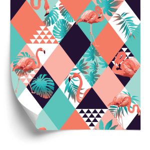 Behang Flamingo's En Tropische Bladeren