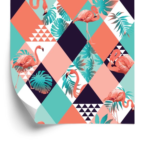 Behang Flamingo's En Tropische Bladeren