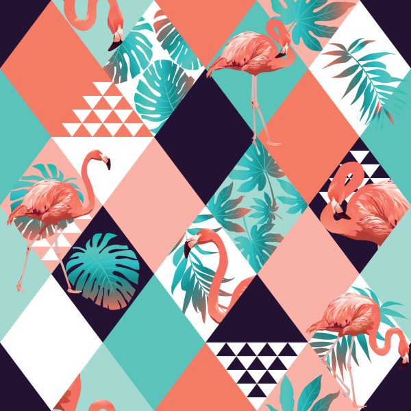 Behang Flamingo's En Tropische Bladeren - Afbeelding 2