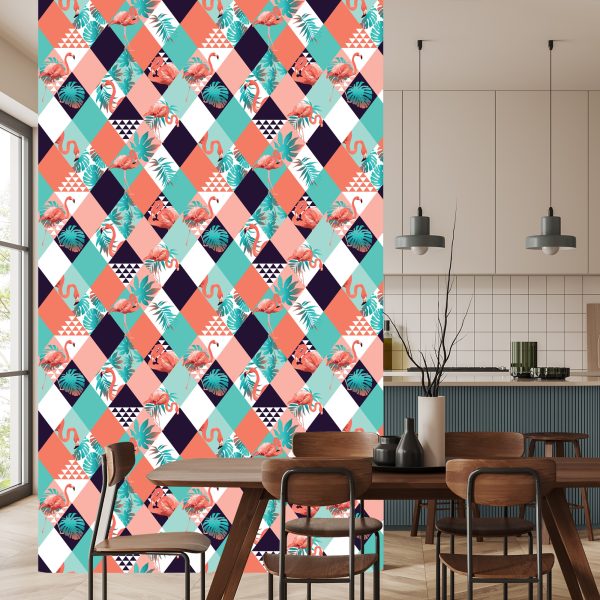 Behang Flamingo's En Tropische Bladeren - Afbeelding 4