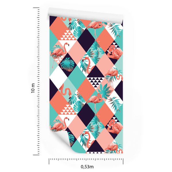Behang Flamingo's En Tropische Bladeren - Afbeelding 8