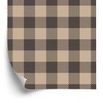 Behang Modieuze Bruine En Beige Vintage Ruit