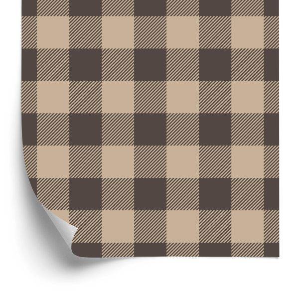 Behang Modieuze Bruine En Beige Vintage Ruit