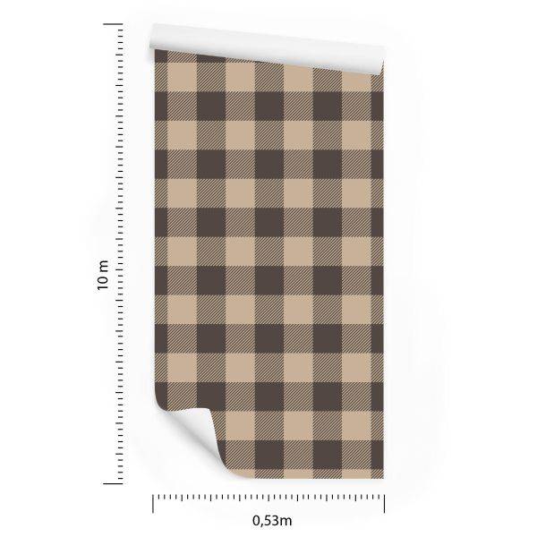 Behang Modieuze Bruine En Beige Vintage Ruit - Afbeelding 8