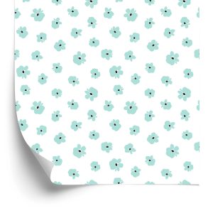 Behang Kleine Turkooizen Bloemen
